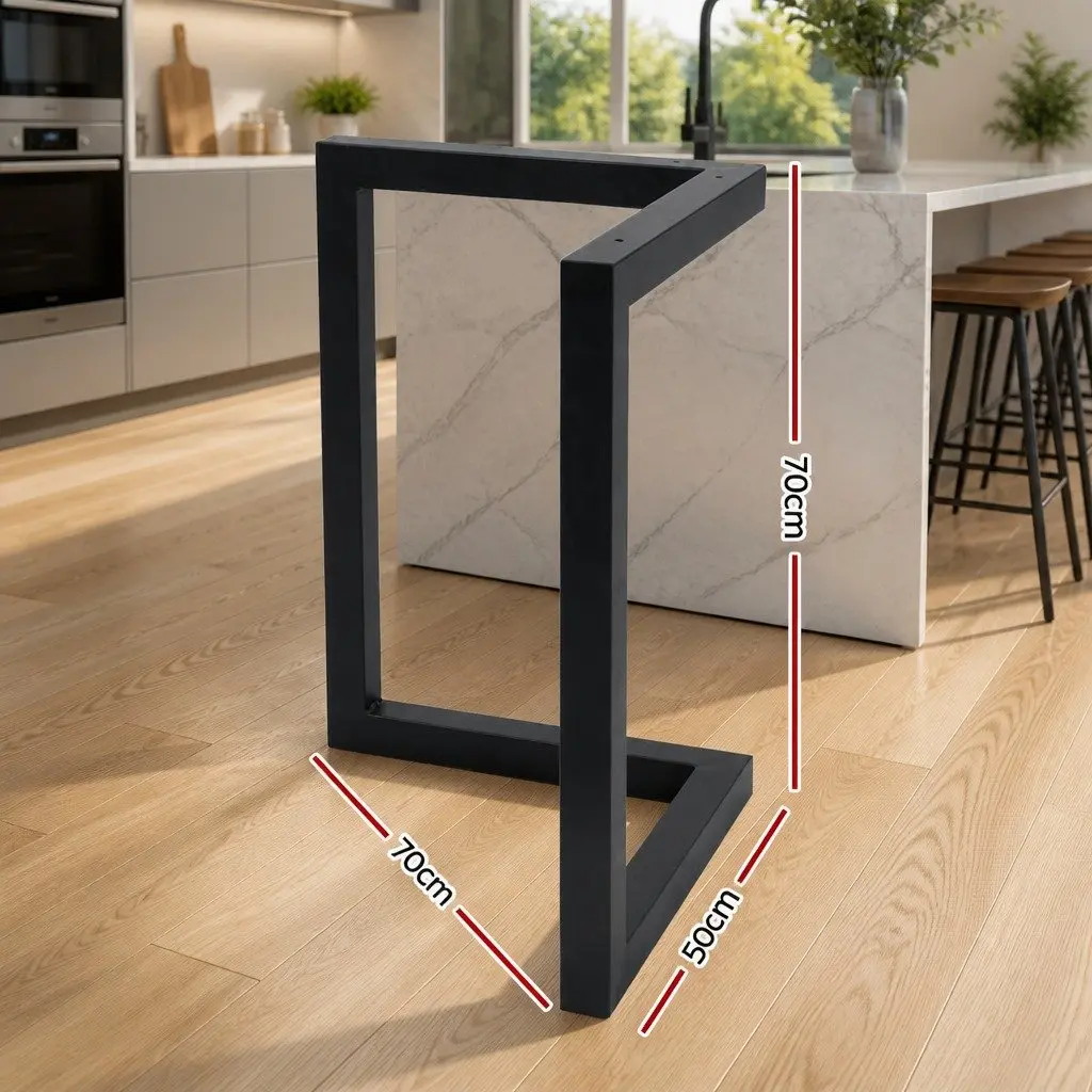 Metal Table Legs DIY Set of 2 Industrial V-Shape Design 50x70cm Black
