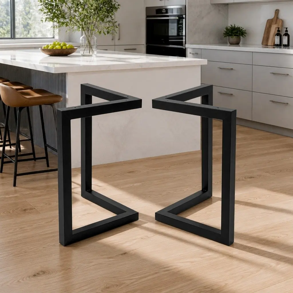 Metal Table Legs DIY Set of 2 Industrial V-Shape Design 50x70cm Black