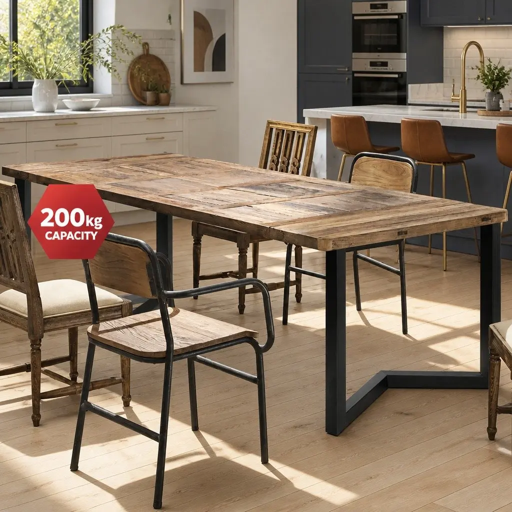 Metal Table Legs DIY Set of 2 Industrial V-Shape Design 50x70cm Black