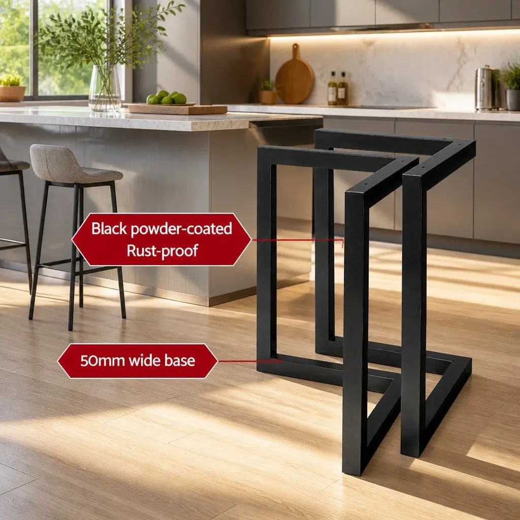 Metal Table Legs DIY Set of 2 Industrial V-Shape Design 50x70cm Black