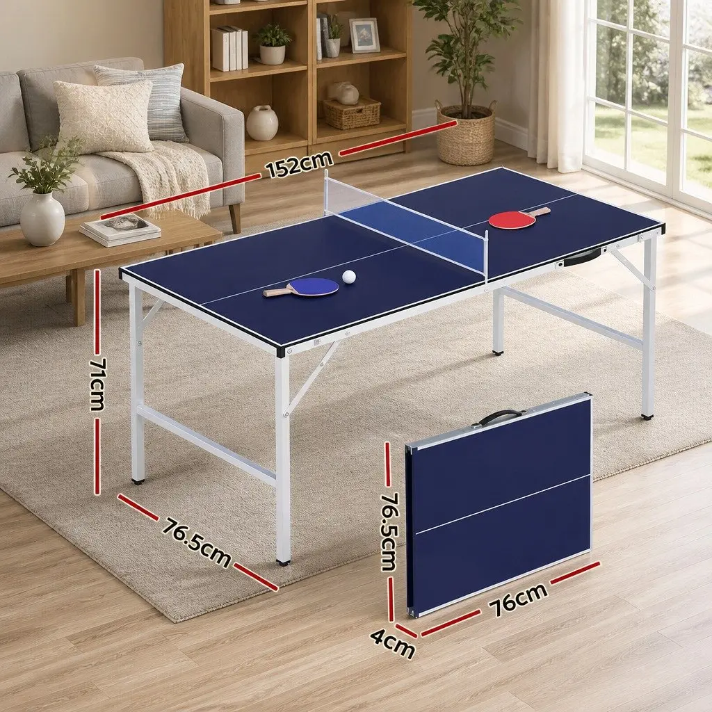 Table Tennis Table Blue Foldable Portable Indoor High Rebound Playing Surface