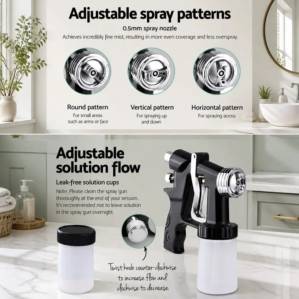 Spray Tan Machine Black HVLP Home Spray Tanning Equipment with Adjustable Spray Patterns and Continuous Warm Air