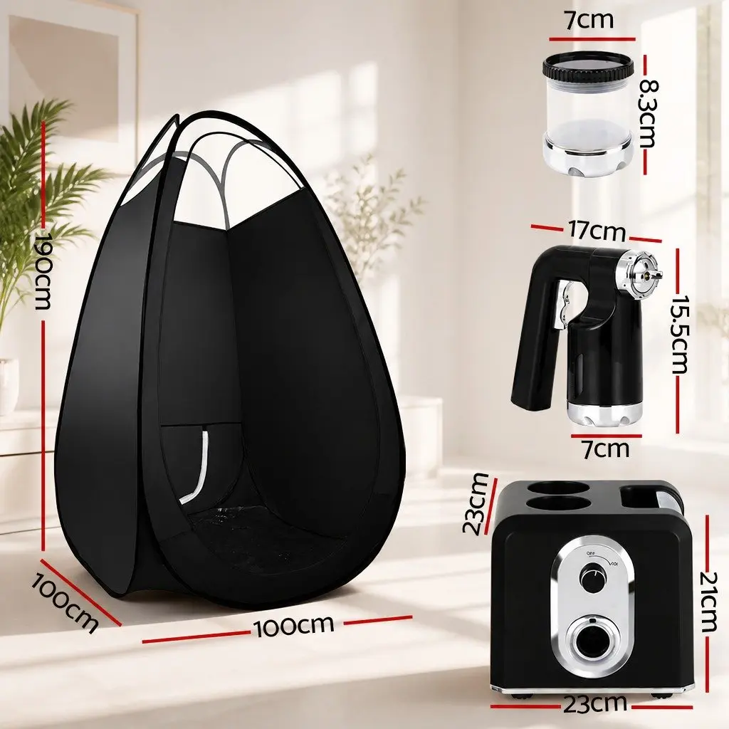 Spray Tanning Equipment Black 500W HVLP Spray Gun with Adjustable Patterns and Heat Function Self-Erecting Pop-Up Tent