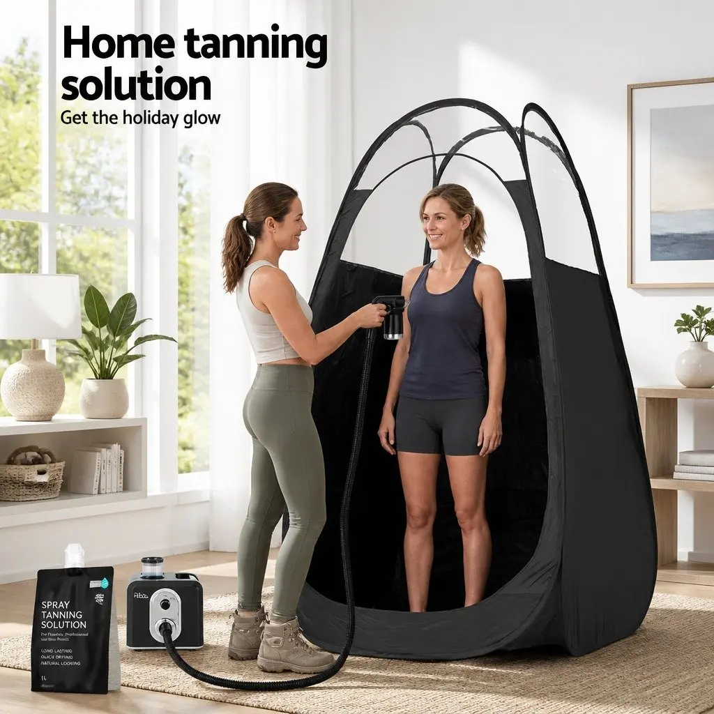 Spray Tanning Equipment Black 500W HVLP Spray Gun with Adjustable Patterns and Heat Function Self-Erecting Pop-Up Tent