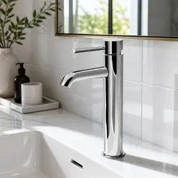 Bathroom Basin Mixer Tap Round Tall Chrome Faucet Vanity Laundry Single Hole