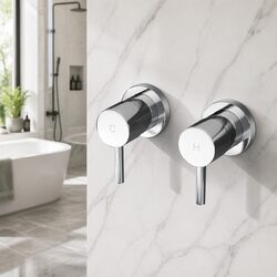 Basin Twin Tap Wall Mounted Round Shower Bathtub Faucet Chrome Silver