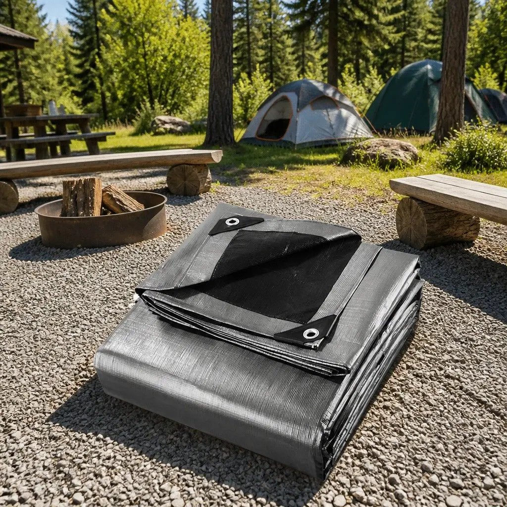 Poly Tarp Silver-Black 3x3.6m Heavy Duty Waterproof Camping Sun Cover