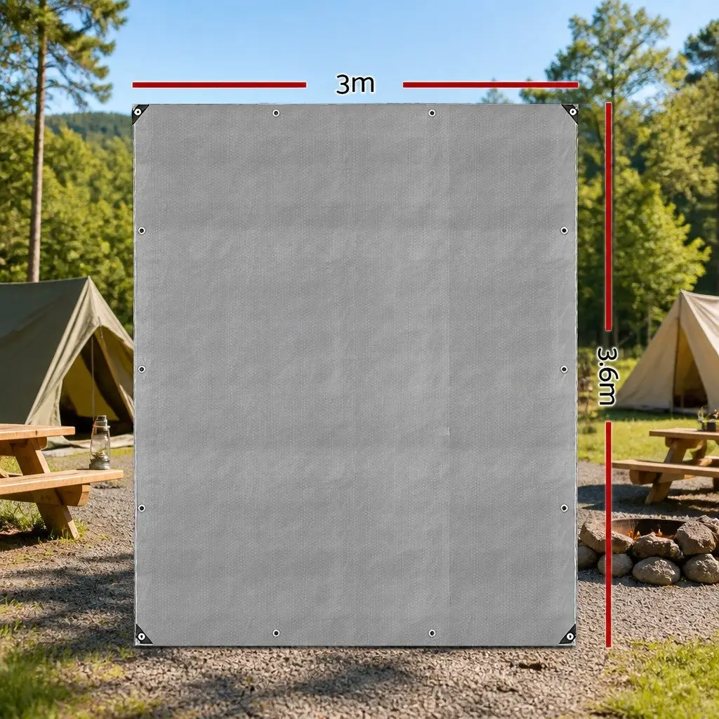 Poly Tarp Silver-Black 3x3.6m Heavy Duty Waterproof Camping Sun Cover