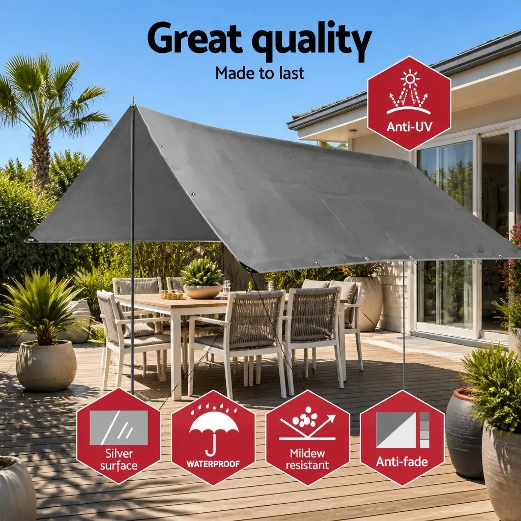 Poly Tarp Tarpaulin Black 3m x 4.5m Heavy Duty Waterproof UV Resistant Sun Shade Cover
