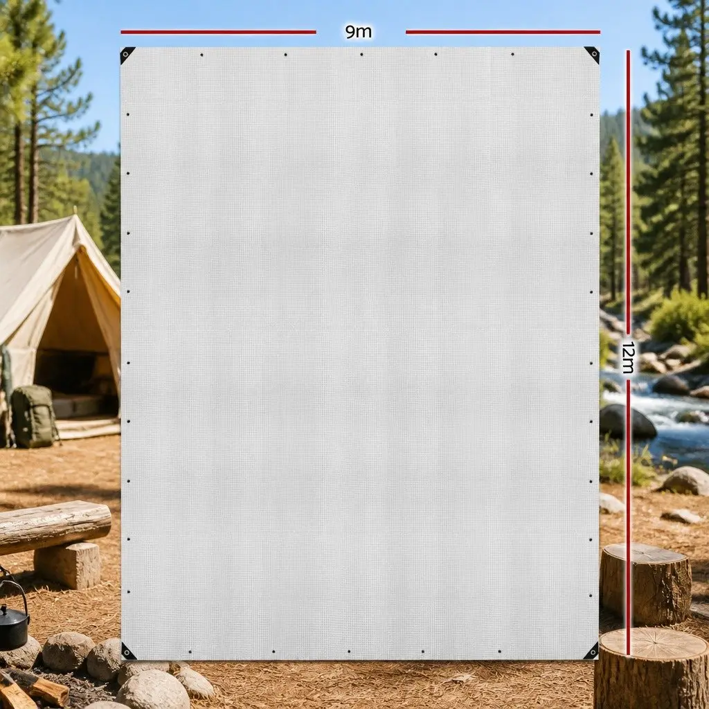 Heavy Duty Poly Tarp 9x12m Clear Waterproof Camping Cover Outdoor Protection