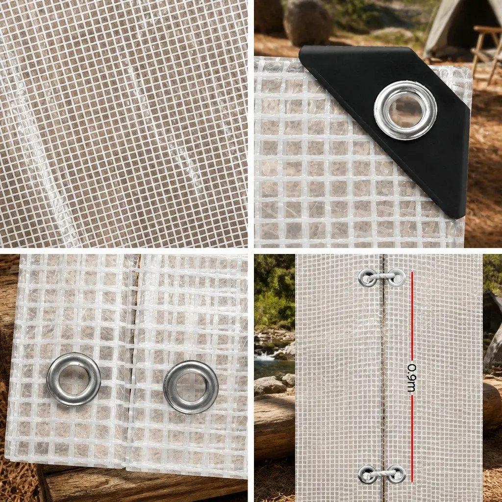 Heavy Duty Poly Tarp 9x12m Clear Waterproof Camping Cover Outdoor Protection