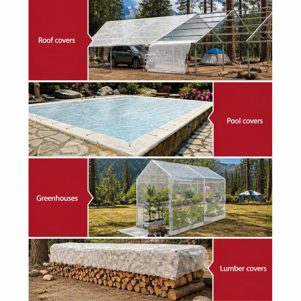 Poly Tarp Clear 3x4m Waterproof Heavy Duty Camping Caravan Cover Outdoor