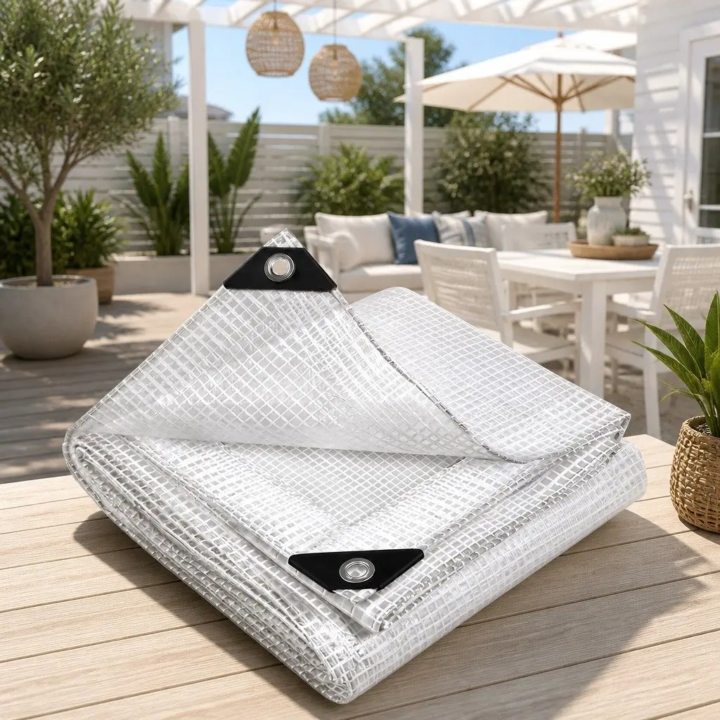 Heavy Duty Clear Poly Tarp 4x6m Waterproof UV Resistant Reinforced Edges