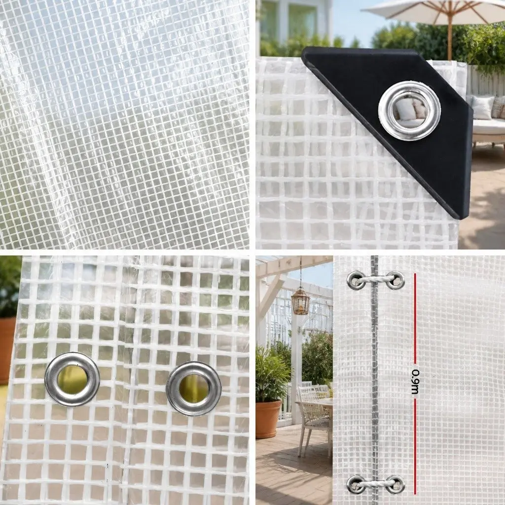 Heavy Duty Clear Poly Tarp 4x6m Waterproof UV Resistant Reinforced Edges