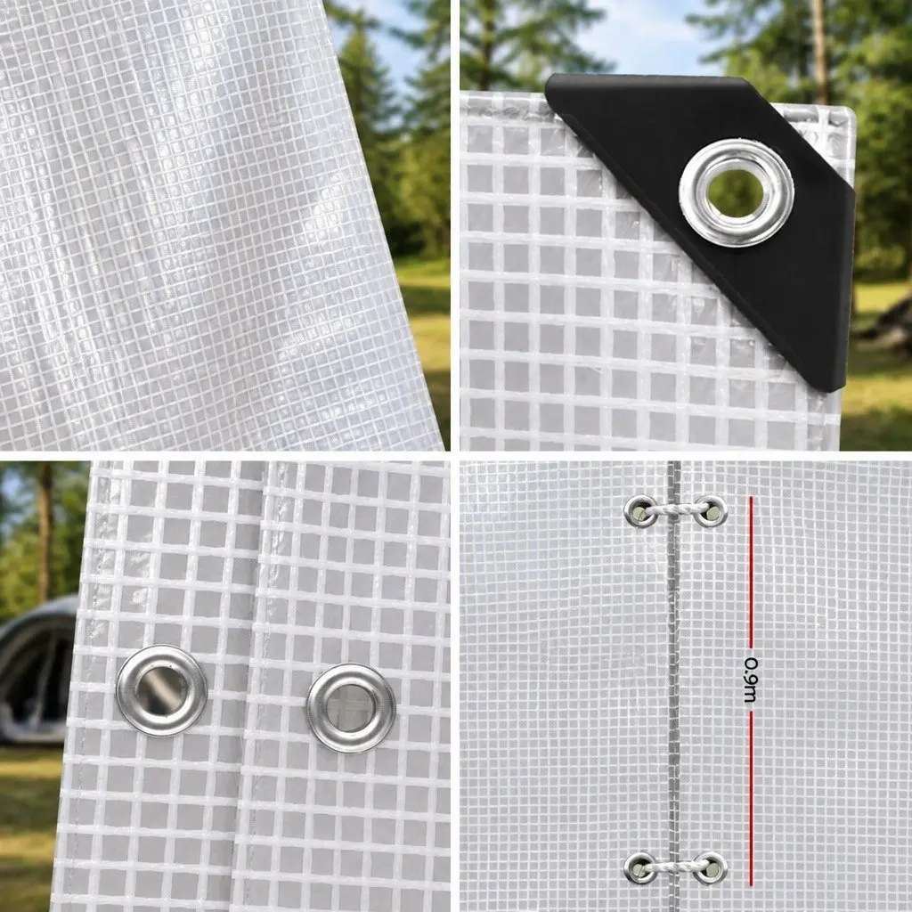 Heavy Duty Clear Poly Tarp 4x7m Waterproof Outdoor Cover for Camping and Caravan Use