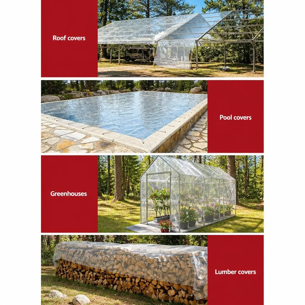 Heavy Duty Clear Poly Tarp 4x7m Waterproof Outdoor Cover for Camping and Caravan Use