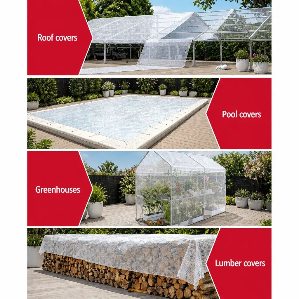 Poly Tarp Clear 6x9m Heavy Duty Waterproof Camping Cover Outdoor
