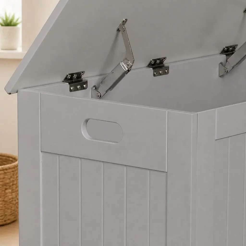 Kids Toy Box Storage Chest Grey Bench Seat Organiser