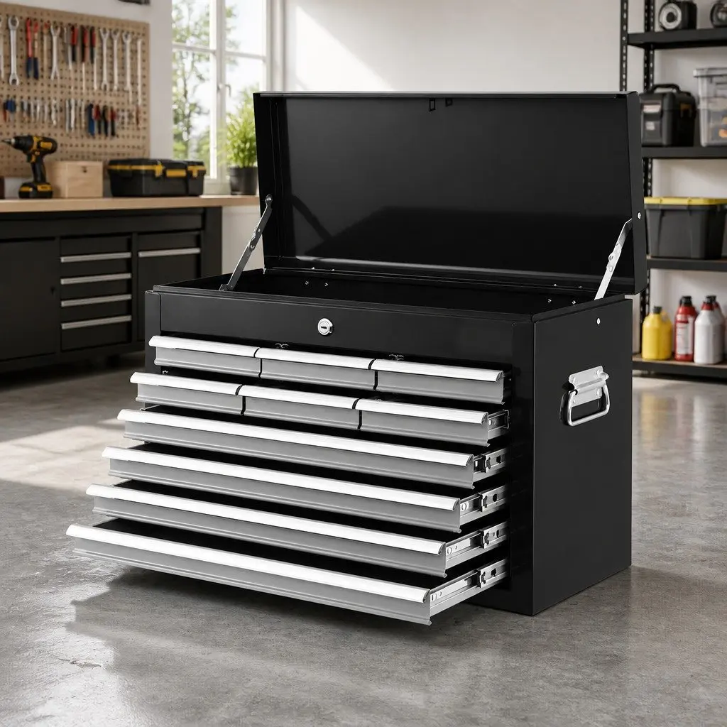 Tool Cabinet Black Grey 10 Drawer Spacious Multi-Drawer Storage Organiser for Garage Workshop
