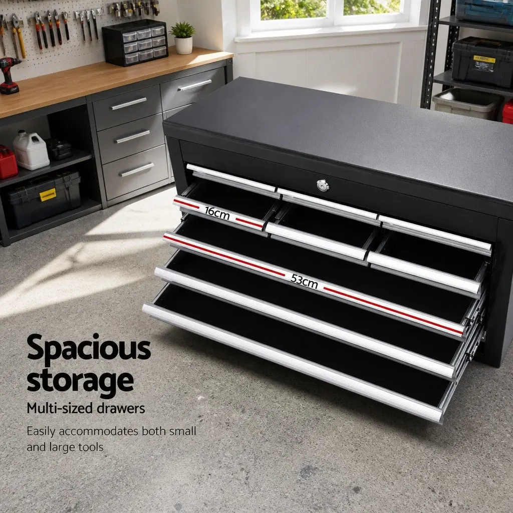 Tool Cabinet Black Grey 10 Drawer Spacious Multi-Drawer Storage Organiser for Garage Workshop