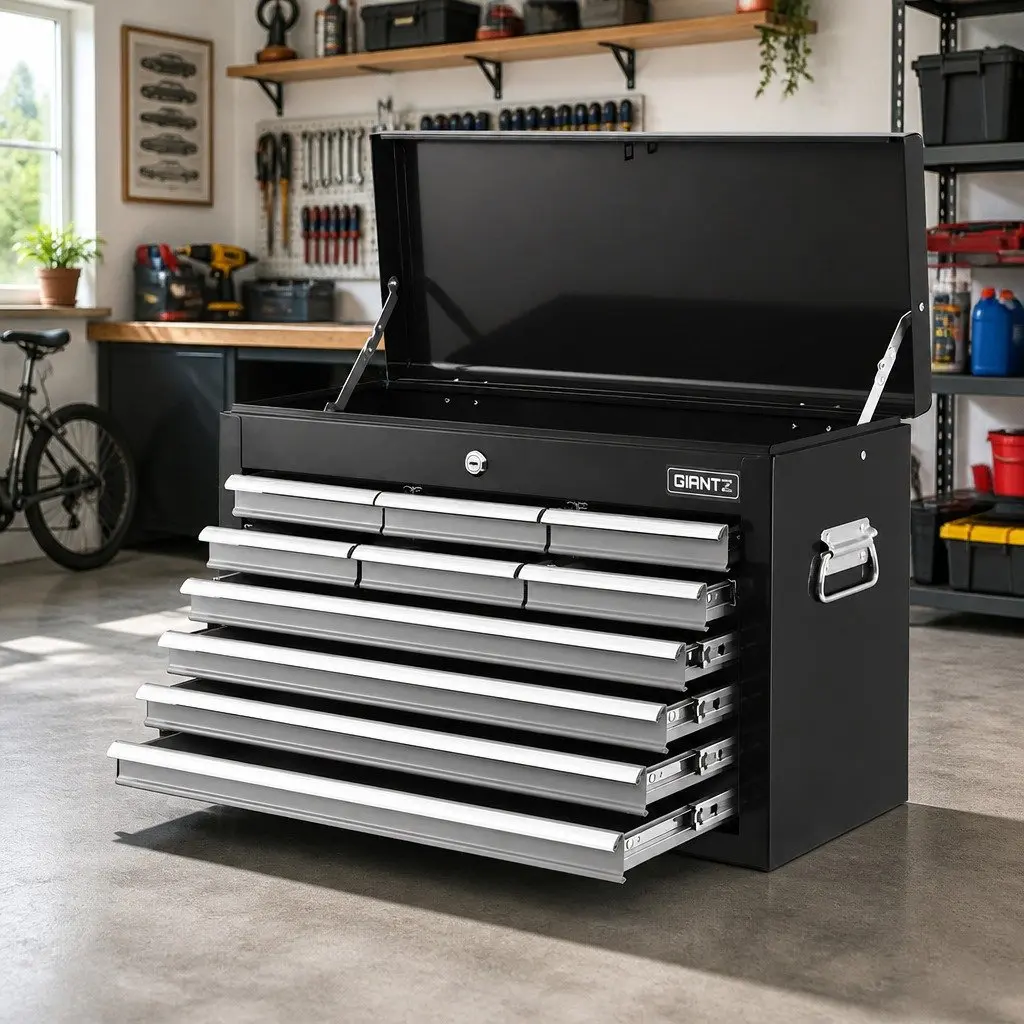 Tool Cabinet Black Grey 10 Drawer Spacious Multi-Drawer Storage Organiser for Garage Workshop