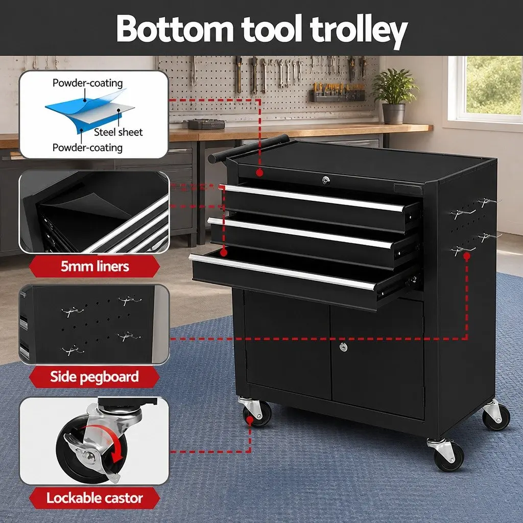 Tool Chest Trolley with 12 Drawers, Easy to Use