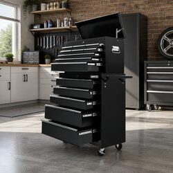 Compact 14 Drawer Tool Box with Trolley Base