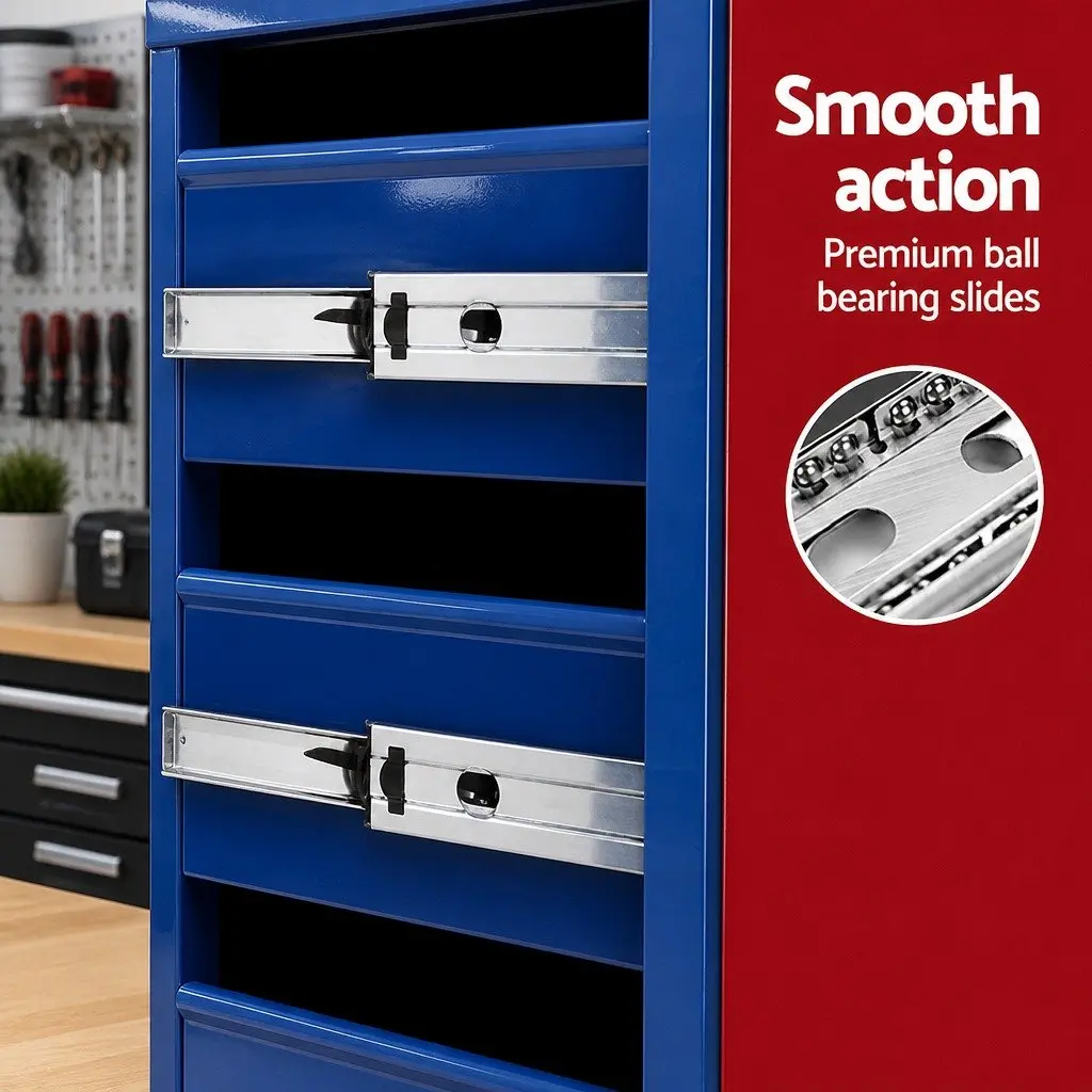 Tool Chest Trolley 15 Drawers 2-in-1 Storage Wheeled Toolbox Organizer