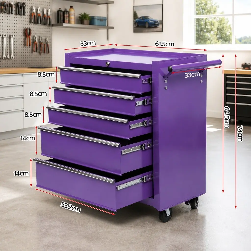 5 Drawer Tool Chest Trolley for Easy Storage