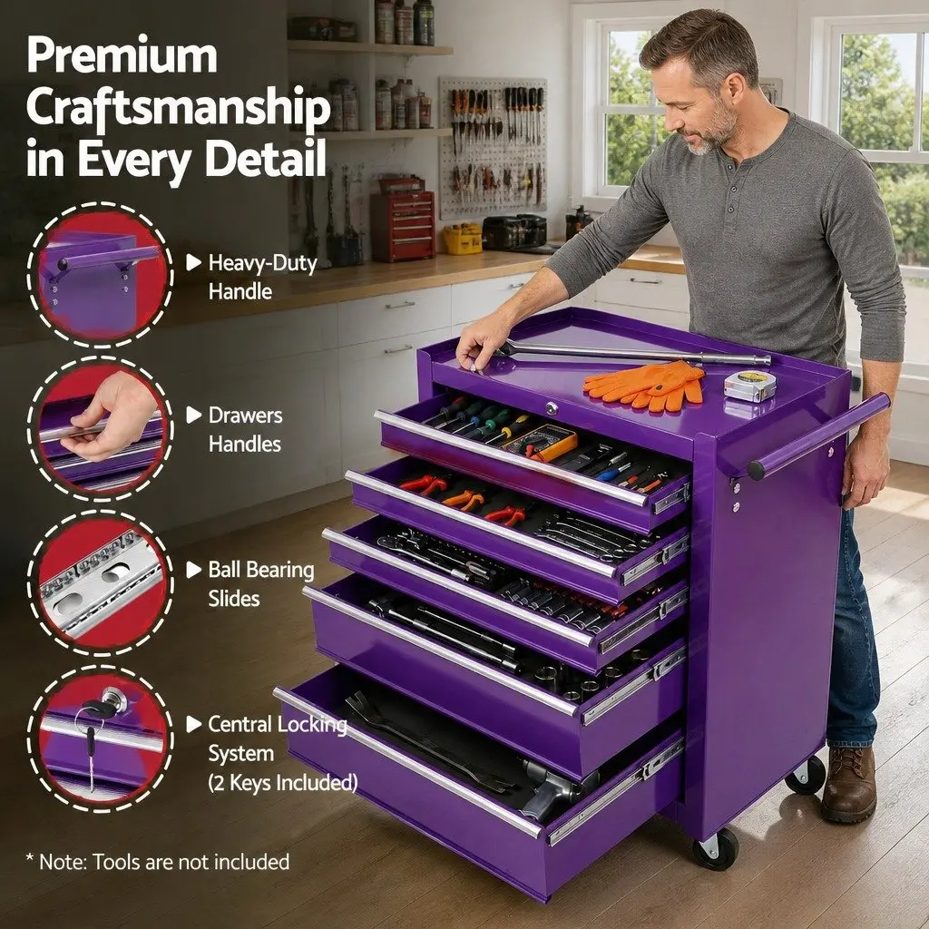 5 Drawer Tool Chest Trolley for Easy Storage