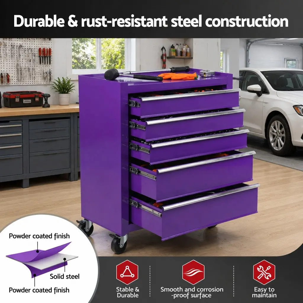 5 Drawer Tool Chest Trolley for Easy Storage