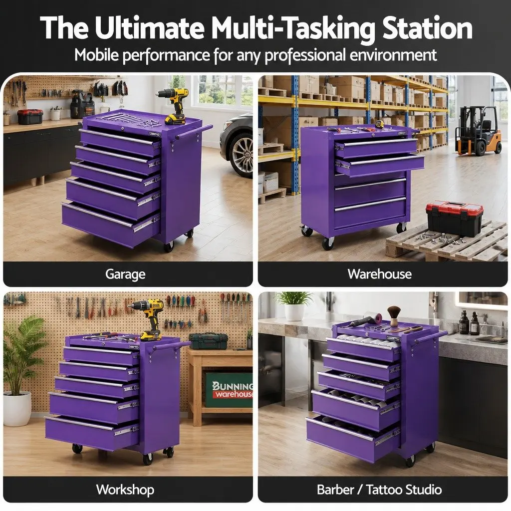 5 Drawer Tool Chest Trolley for Easy Storage