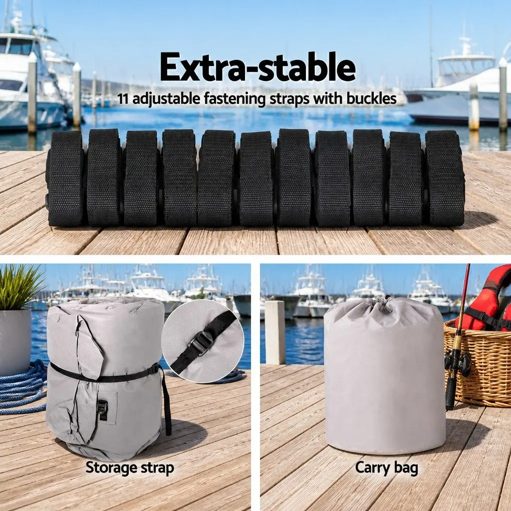Boat Cover Grey 16-18.5ft Marine Grade 600D Polyester UV Mildew Resistant