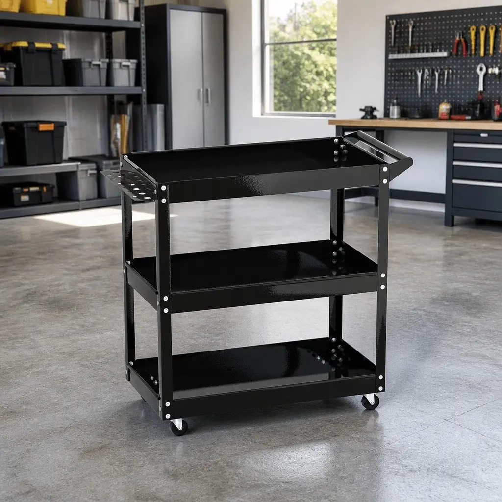 3-Tier Tool Trolley with Lockable Wheels