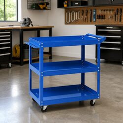 Tool Cart Trolley 3-Tier Workshop Storage Organizer Garage Mobile Unit Blue