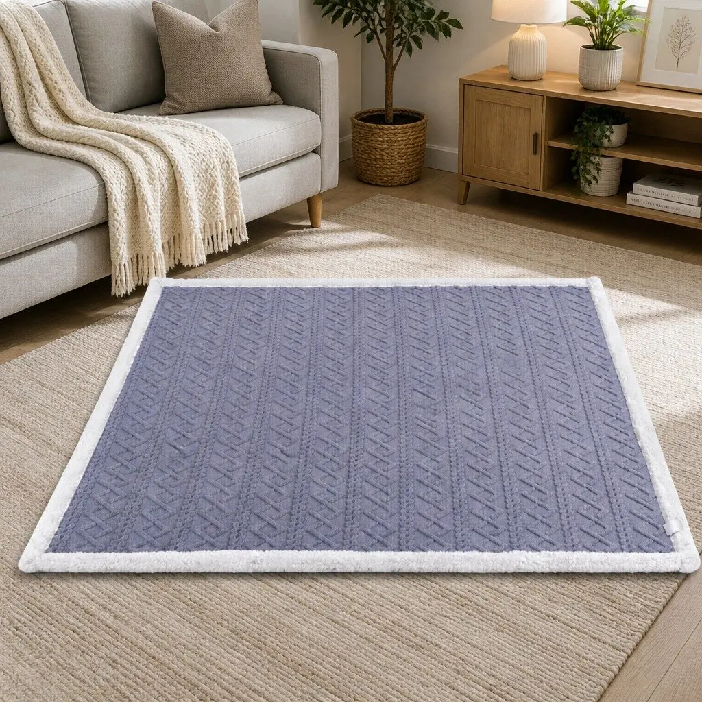 Double-Sided Fleece Throw Blanket Blue 203x230cm Lightweight Warm Soft