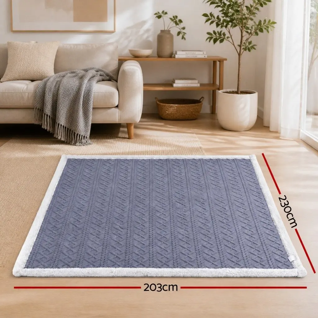 Double-Sided Fleece Throw Blanket Blue 203x230cm Lightweight Warm Soft