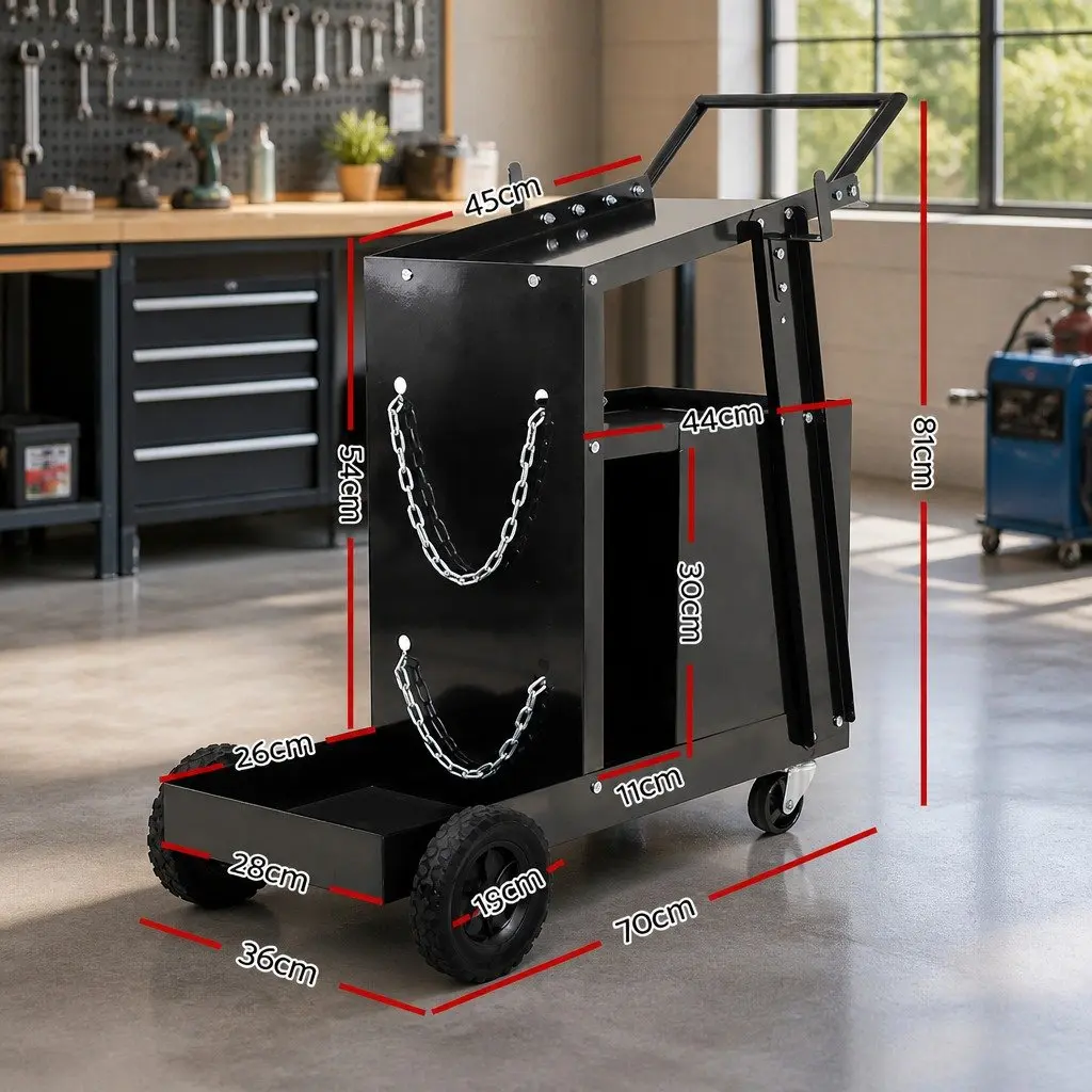 Welding Trolley Cart 4 Drawer MIG TIG ARC Welder Plasma Cutter Black Steel
