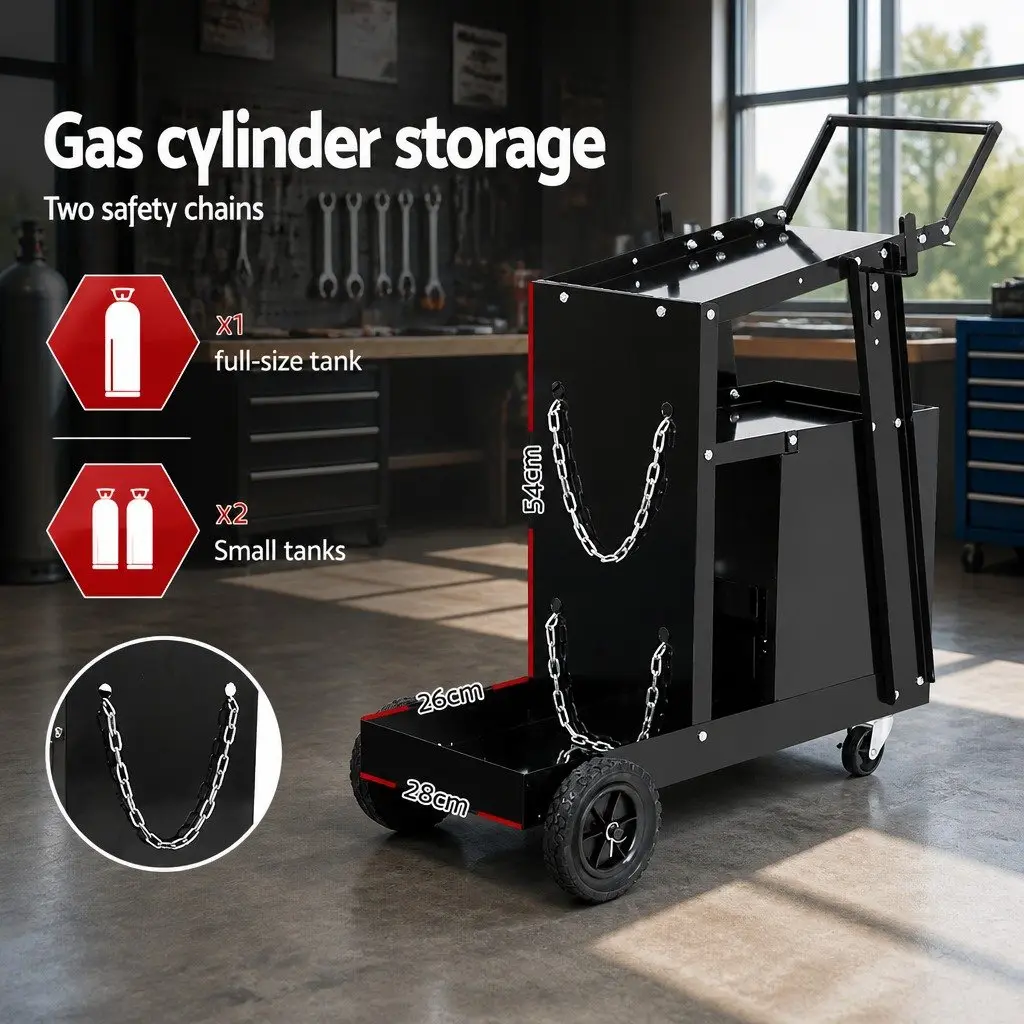 Welding Trolley Cart 4 Drawer MIG TIG ARC Welder Plasma Cutter Black Steel