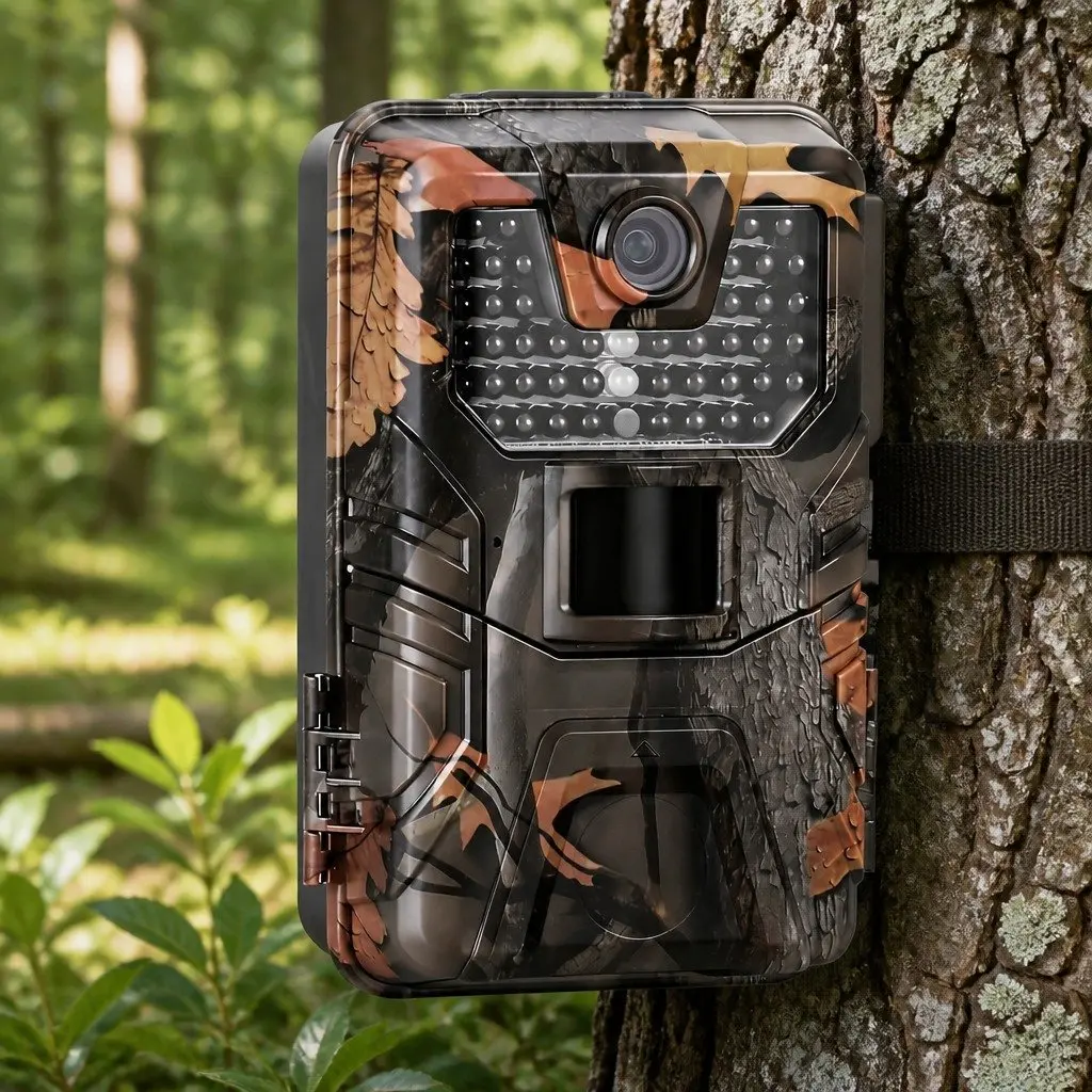 Trail Camera Green Camouflage 48MP 4K WiFi Wildlife Surveillance with 0.2 Second Trigger Speed