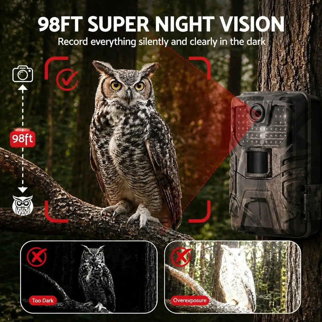 Trail Camera Green Camouflage 48MP 4K WiFi Wildlife Surveillance with 0.2 Second Trigger Speed