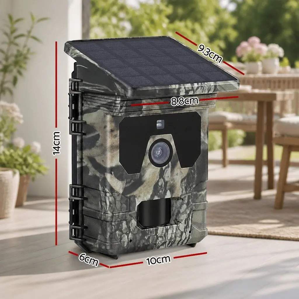 Solar Trail Camera Camouflage Green 50MP 4K High-Resolution Imaging PIR Motion Detection Infrared Night Vision