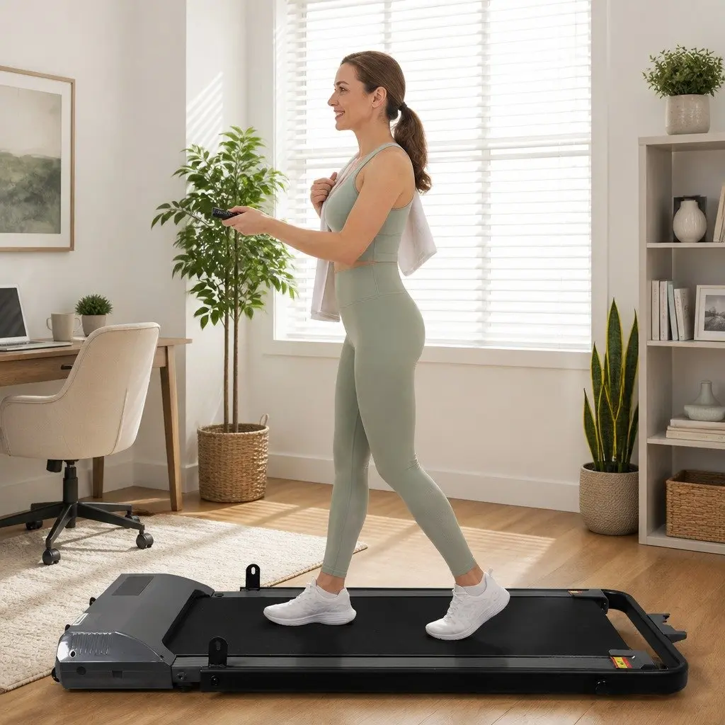 Under Desk Treadmill Grey Portable Foldable LED Display Home Office Fitness