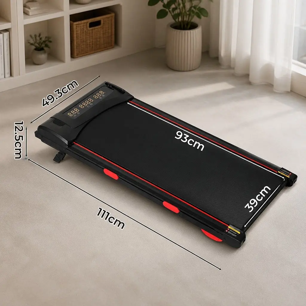 Walking Treadmill Black 111cm Home Gym Fitness Machine Manual Incline LED Display Bluetooth