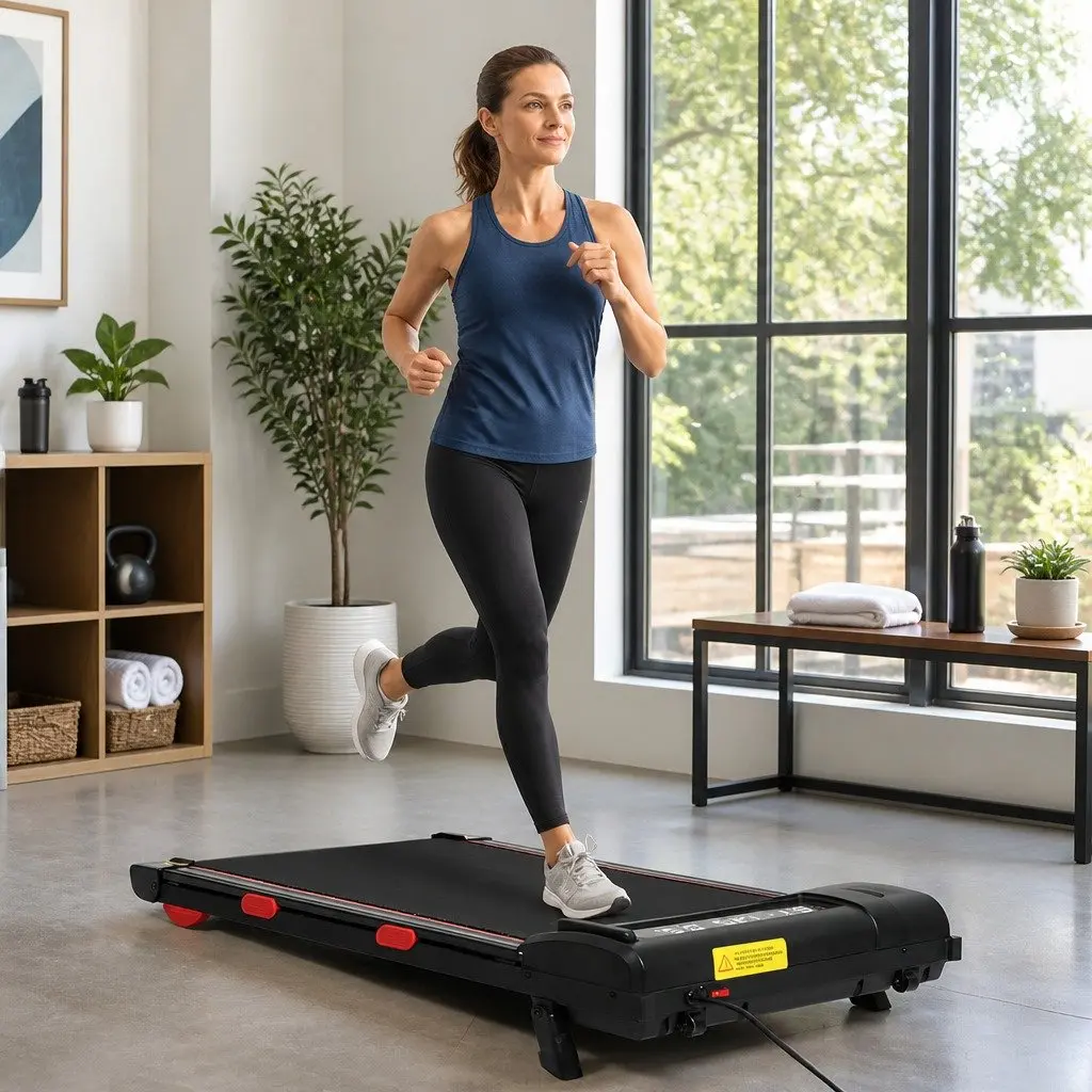 Walking Treadmill Black 111cm Home Gym Fitness Machine Manual Incline LED Display Bluetooth