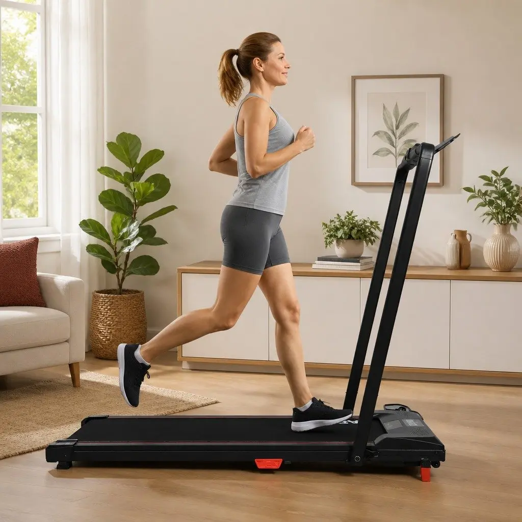 Walking Treadmill Black Foldable 2.5HP LED Display Manual Incline