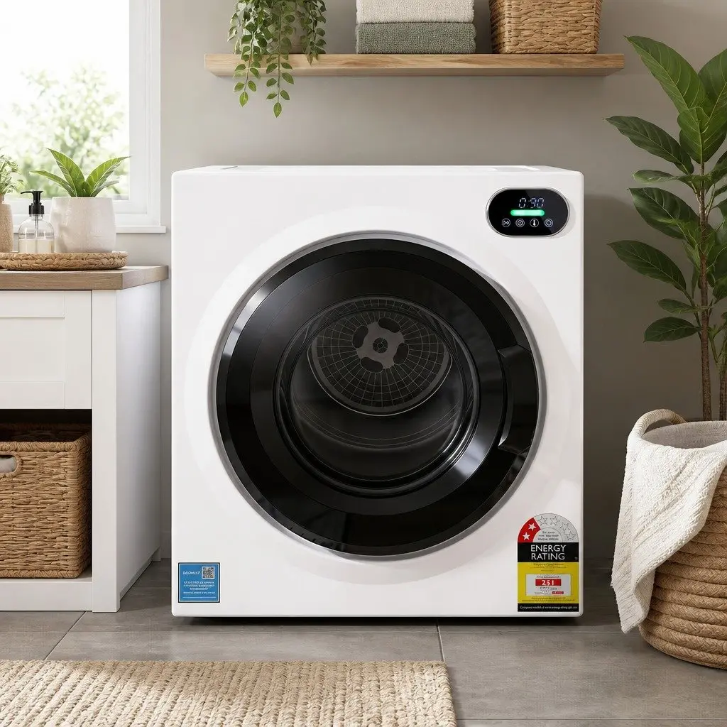 Tumble Dryer White 6kg Touch Screen Control Stainless Steel Drum 4 Drying Modes