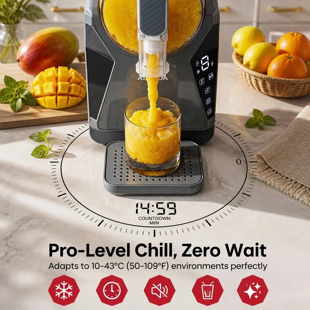 Slushie Machine 1.3L Frozen Drink Maker Ice Cream Maker Touchscreen Home BBQ