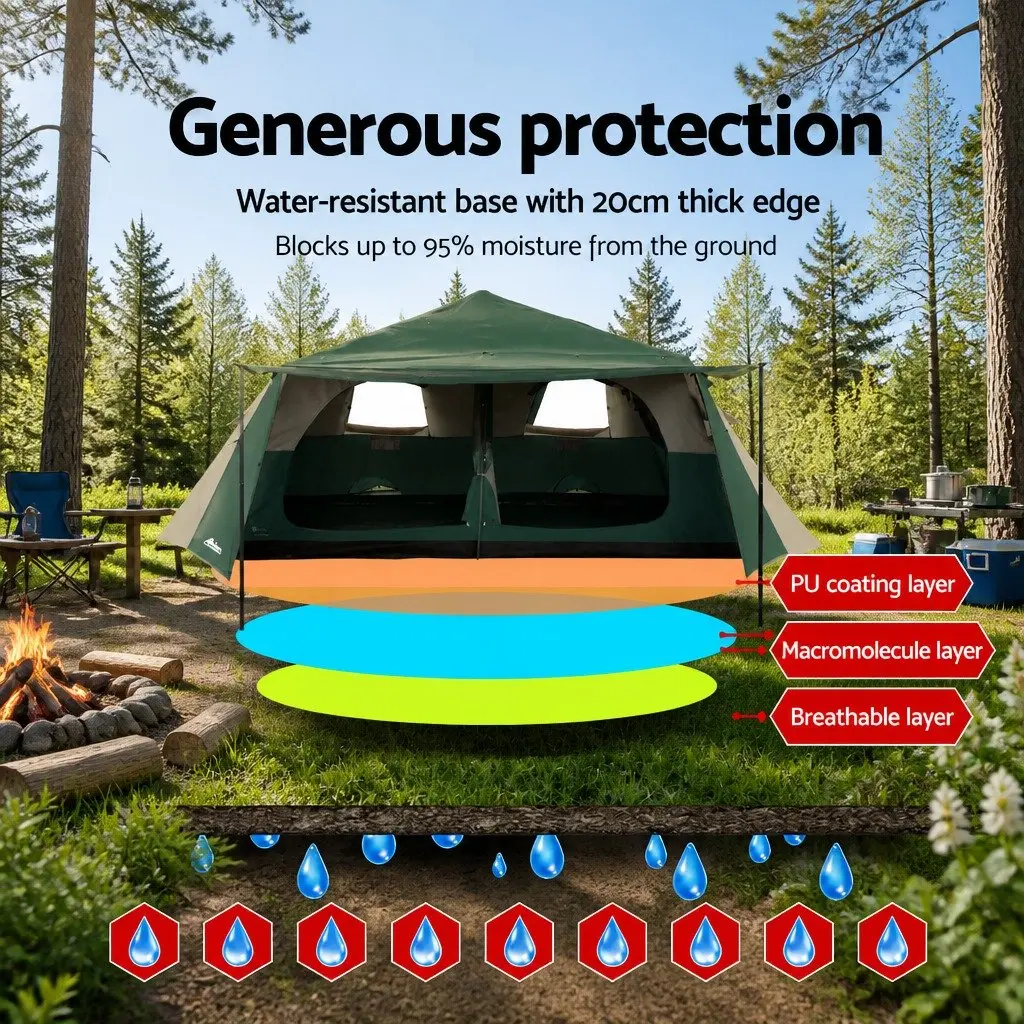 8 Person Dome Camping Tent Green Automatic Frame Instant Setup Family Hiking Outdoor