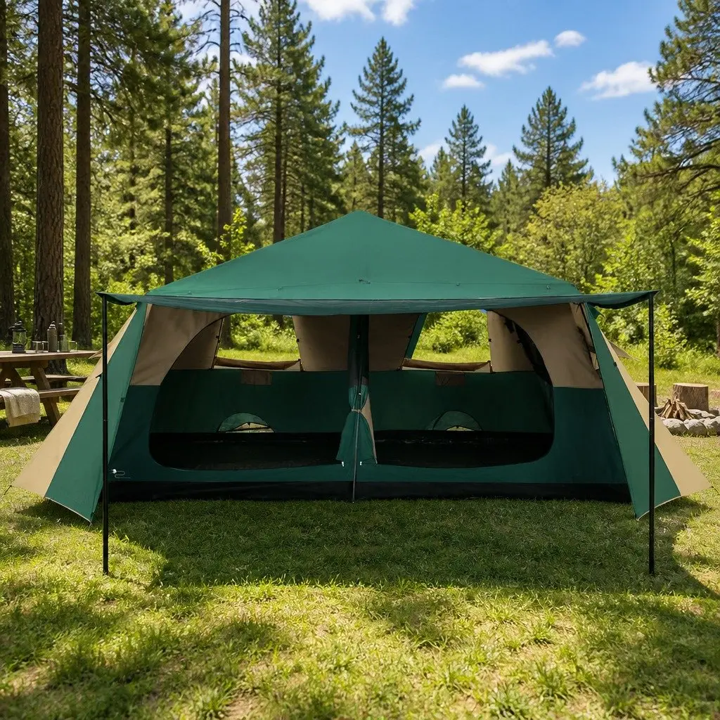 8 Person Dome Camping Tent Green Automatic Frame Instant Setup Family Hiking Outdoor